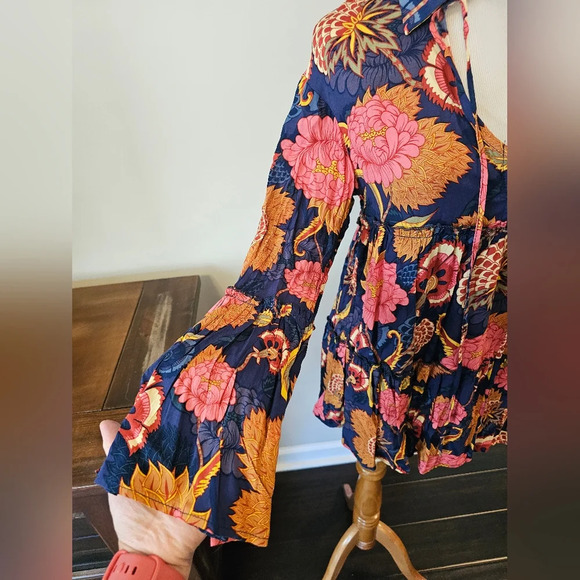Jaase Women's Size XS Fall Floral Boho Flowy Hippie Top Rayon New w/ Tag - Picture 3 of 11